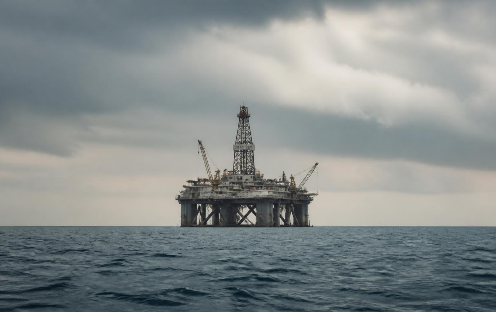 Offshore oil platform on the open sea